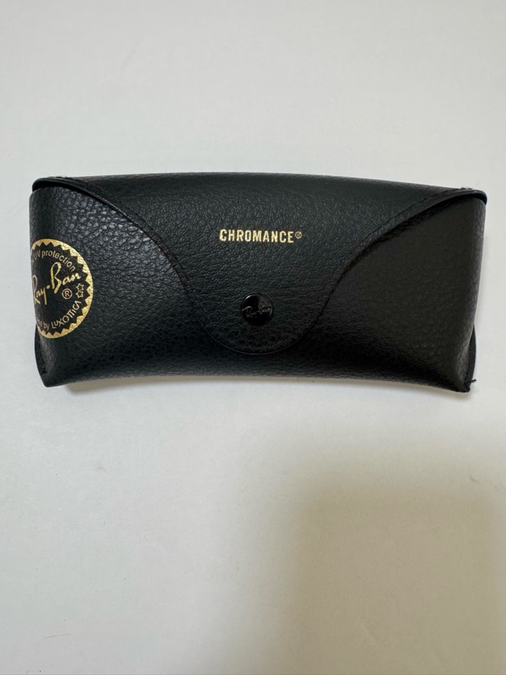 Ray-Ban Black Chromance Sunglasses Case with Gold Logo